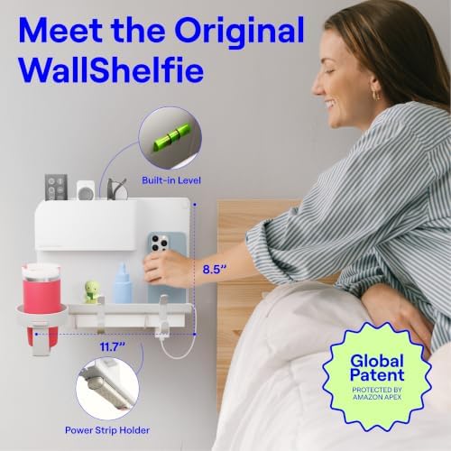 WallShelfie Bedside Wall Organizer & Dorm Decor for Dorm Room - White - Image 2