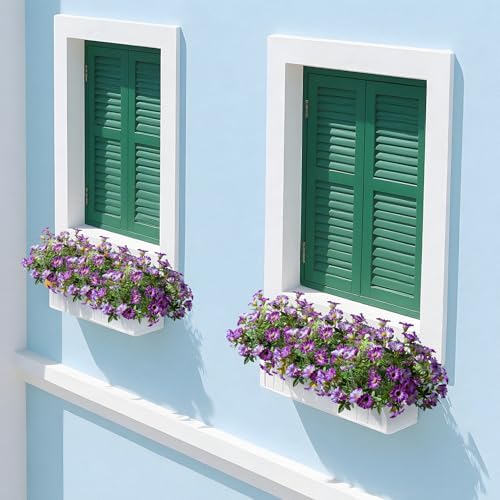 Dark Purple Artificial Morning Glory Flowers for Outdoor Planters, Premium UV Resistant Silk Faux Flowers for Porch, Hanging Basket & Window Box, Elegant Garden Decor, No Pot, 13.3 Inch, 4 Bundles - Image 6