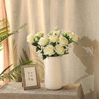 10Pcs Artificial White Roses Real Touch Roses Fake Silk Flower with Stems - Image 3