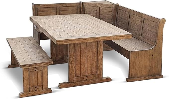 Pemberly Row 75" x 56" Farmhouse Wood Breakfast Nook Set by PEMBERLYROW