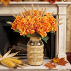 Kimura's Cabin 6pcs Hydrangeas Artificial Flowers Fake Fall Flower,Orange - Image 5