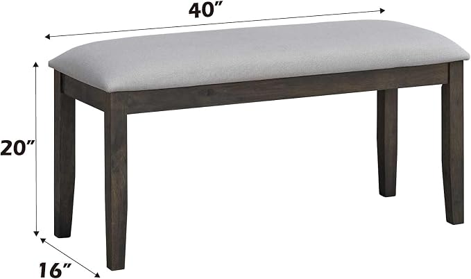 Acme Marit Transitional Wood and Fabric Dining Bench in Gray - Image 3