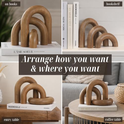 Wooden Arch Decor Set of 3, Scandinavian Wood Decorative Objects - Image 3