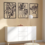 CHENGU 3 Pieces Metal Minimalist Abstract Woman Wall Art Line Drawing Wall Art Decor Single Line Female Home Hanging for Kitchen Bathroom Living Room - Image 3