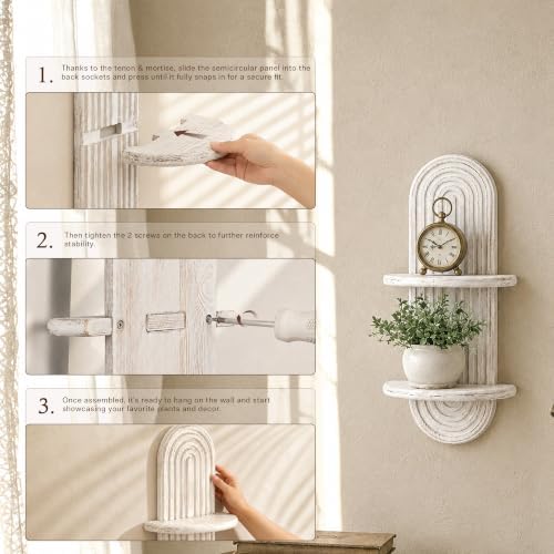 Plant Wall Shelf for Home Decor: Hanging Plant Shelf for Planter, Whitewash - Image 5