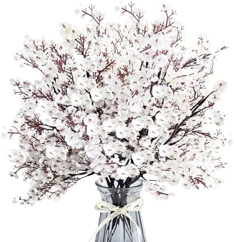 Babys Breath Artificial Flowers 8 Bundles White Real Touch UV Resistant Fake Flowers Silk Faux Flowers for Vase Home Office Wedding DIY Floral Indoor Outdoor Centerpiece Table Decoration by Unknown