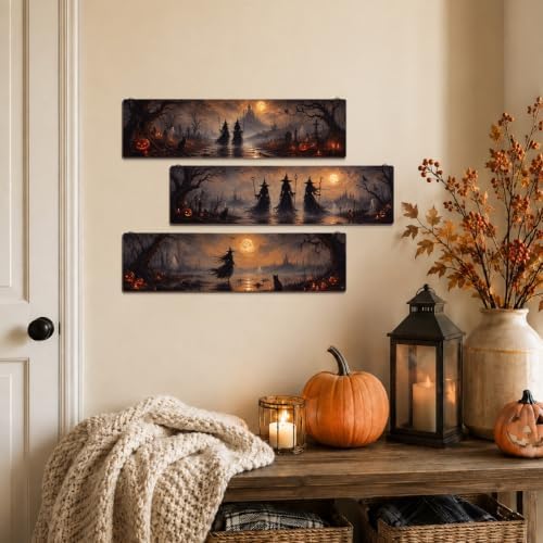 Rustic Halloween Decor, 3 Pcs Halloween Hanging Signs, Entryway Decor Wall - Image 4