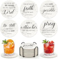 Christian Gift Home Decor Ceramic Scripture Bible Verses Coasters Set of 6 by Deceram