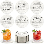 Christian Gift Home Decor Ceramic Scripture Bible Verses Coasters Set of 6 by Deceram