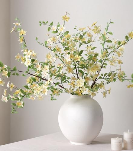 Fake Flowers, 3 Pcs Artificial Flowers Greenery Stems Faux Greenery Stems Branches for Vases Realistic Silk Real Touch Spring Greenery Stems Bulk Bedroom Office Wedding Table Summer Home Decor by HyeFloraartificialflowers