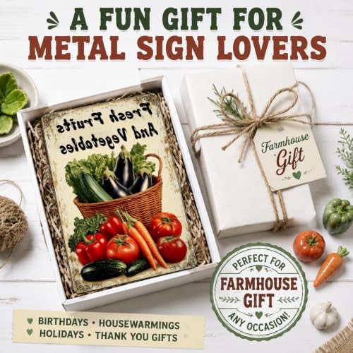 Vegetable Wall Decor Fresh Fruits And Vegetables Metal Tin Sign 12x16 Inch Funny Farmer's Market Tin Poster Retro Home Kitchen Garden Yard Restaurant Wall Decor - Image 6
