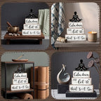 Marsui 4 Pcs Funny Bathroom Shelf Decor Calm Down and Let That Go Wood Sign - Image 4