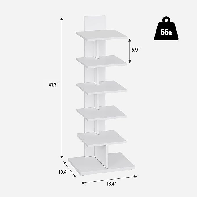 TUTOTAK Narrow Bookshelf, 6-Tier Bookcase, Spine Book Shelf - Image 2
