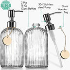 JASAI 2PACK 18 Oz Glass Soap Dispenser with Rust Proof Stainless Steel Pump - Image 2