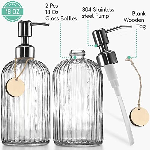 JASAI 2PACK 18 Oz Glass Soap Dispenser with Rust Proof Stainless Steel Pump - Image 2