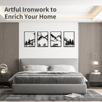 LONGKING 4 Pack Metal Wall Art, Mountain Iron Wall Sculpture, Art Wall Décor for Office, Dining Room, Living Room, Bedroom (Black, 17 x 12 in) - Image 3