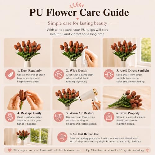 Mandy's 20pcs Artificial Burnt Orange Tulips - Image 6