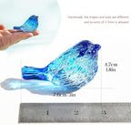 2 Pcs 3 Inch Blue Blown Glass Bird Figurines Miniature Decor - Image 5
