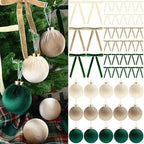 51 Pcs Christmas Velvet Ornaments 15 Pcs Christmas Tree Decor Balls 3.14" 36 Pcs Velvet Vintage Ribbon Bows 5/8" Wide 6 * 8" for Xmas Tree Hanging Decorations Home Indoor Decor (Three Colors) by LIANGMIDA