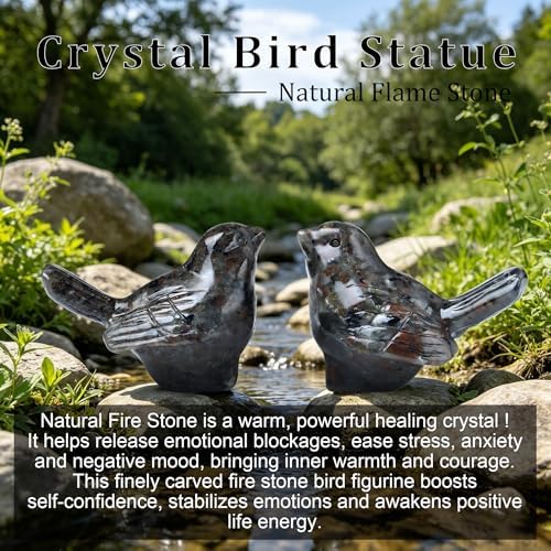 Natural Flame Stone Crystal Bird Figurine, Animal Home Decor - Image 4