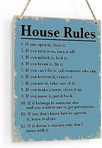 House Rules Wooden Hanging Sign, Farmhouse Living Room Home Decor Wall Art, Inspirational Family Quote, 8 x 10 Inches - Image 7