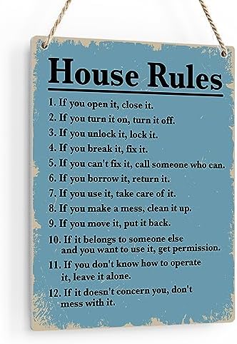 House Rules Wooden Hanging Sign, Farmhouse Living Room Home Decor Wall Art, Inspirational Family Quote, 8 x 10 Inches - Image 7