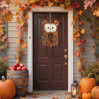 winemana Fall Wreaths for Front Door, 14 Inch Handmade Owl Wreath - Image 2