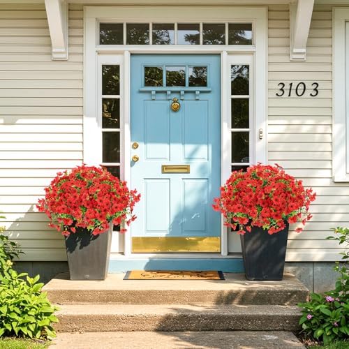 ATTGREAT Artificial Flowers for Outdoor UV Resistant Decor, 12 Bundles(Red) - Image 4