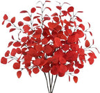 4Pcs Artificial Eucalyptus Leaves Stems 33.8‘’ Eucalyptus Plants Branches Greenery for Home Fireplace Farmhouse Party Wedding Table Bathroom Christmas Décor Red by Tepaler