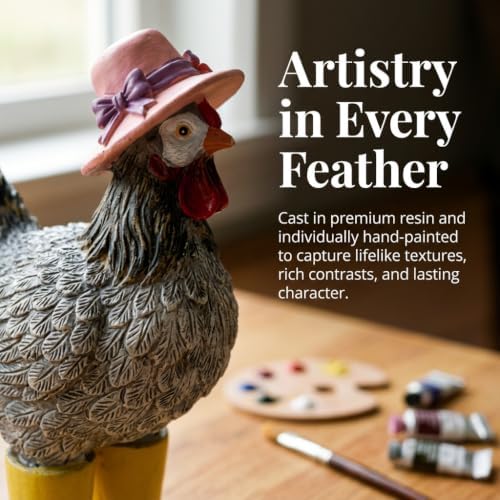 Chicken Figurine, Resin Farmhouse Kitchen Decor, 7.4 Inches - Image 4