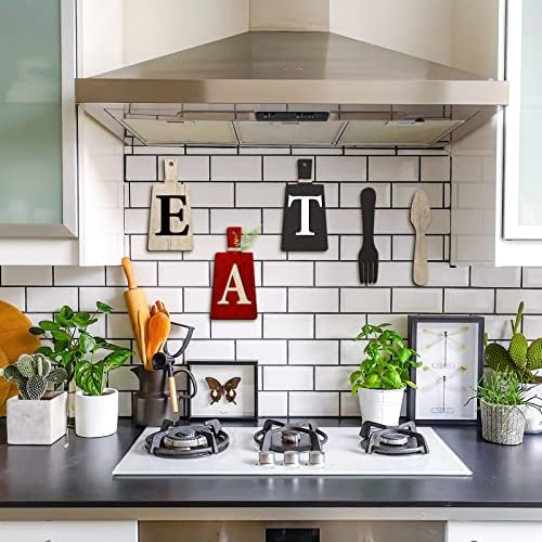 Jetec Cutting Board Eat Sign Set Wall Decor, Red, Black, Beige - Image 2