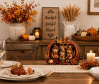 Vintage Wooden Scarecrow Pumpkin Fall Decor, 3D Fall Decorations for Home, Rustic Autumn Harvest Decor with Maple Leaves & Sunflowers, Thanksgiving Tabletop Decor for Shelf, Mantel, Farmhouse - Image 3