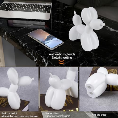Notakia Creative White Balloon Dog Decor Statue Crafts Living Room Decor Desktop Decorations,Handmade Modern Small Shelf Animal Statue Ornament Home Deco (Big Pure White) - Image 5