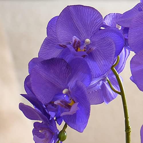 Large Artificial Orchid Arrangement in Oval Ribbed Ceramic Pot, Purple - Image 2