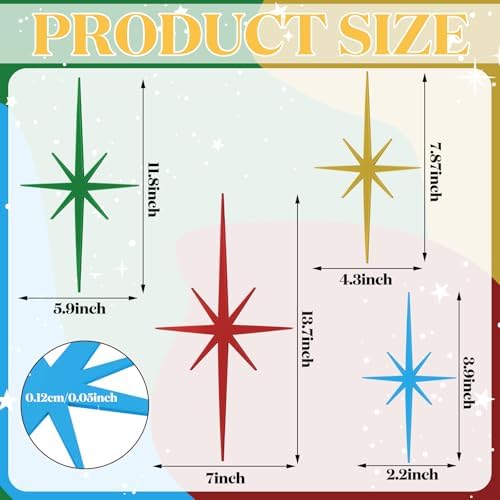 Blulu 4 Pcs Starburst Shaped Wall Decor Mid Century Modern Art,Vintage - Image 3