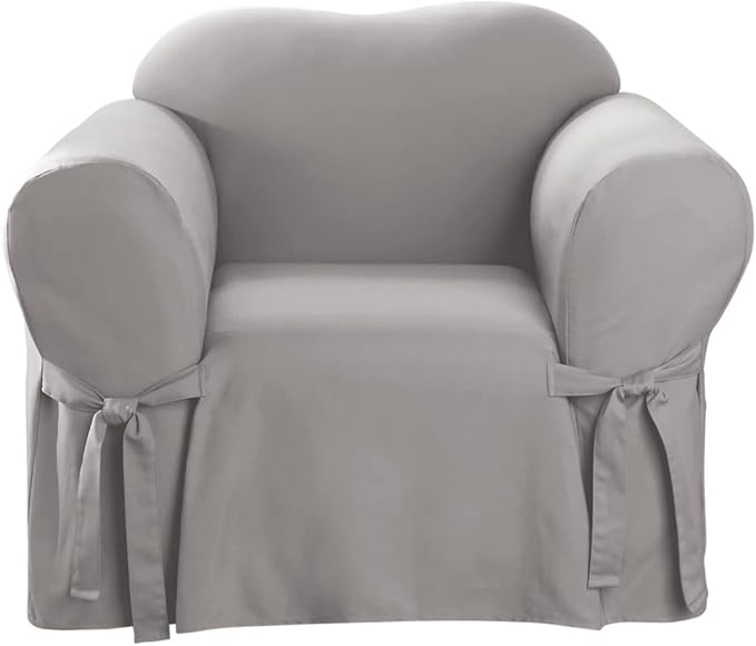 SureFit Cotton Duck Armchair Box Cushion One Piece Slipcover, Chair Cover by SureFitInc