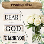 CroBlissful 4 Pcs Farmhouse Wooden Table Decor Christian Tiered Tray Decorations Rustic Religious Gift Block Sign Dear God Thank You Table Centerpiece for Home Kitchen Living Room Shelf Mantle - Image 3
