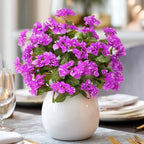 Bougainvillea Artificial Faux Bougainvillea Outdoor 4 Pack Fake Bougainvillea Hanging Flowers Artificial Bougainvillea for Indoor Home Porch Garden Decor Spring Flowers No Vases(Dark Purple) - Image 3