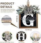 Ultra Large 14'' Last Name All Year Round Front Door Wreath with 26 Initial Letter Welcome Sign All Seasons Eucalyptus Garland and Bow Wreaths for Front Door Porch Farmhouse Decoration (G) - Image 4