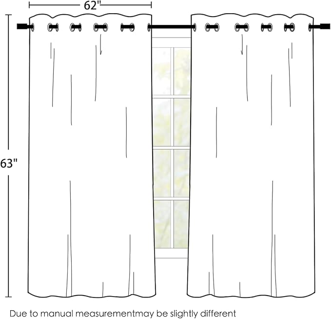 SimpleHome Beige 100% Blackout Curtains Room Darkening Living Room 63 Inch | - Image 2