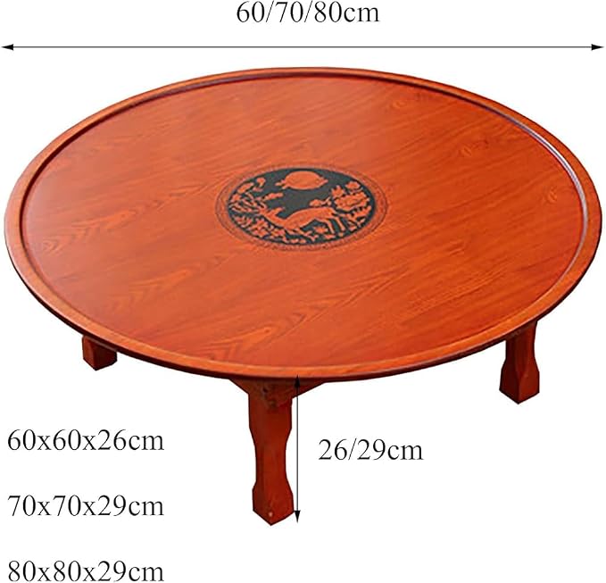 Folding Round Korean Printed Wooden Table – Multi-Use Low Table - Image 3