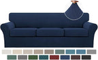 Turquoize 4 Piece Sofa Covers for 3 Cushion Couch Sofa Slipcover Soft Couch by Turquoize