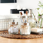 SheeChung 2 Pack Glass Mason Jar Qtip Holder Dispenser, Brushed Nickel Lids - Image 6
