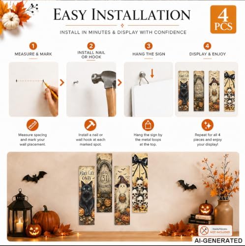 Nostalgic Halloween Sign,Ghost Skeleton Hanging Signs,Entryway Decor Wall - Image 7