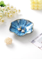 Lotus Leaf Shape Ring Holder Dish, Small Key Bowl, Ceramic Trinket Tray Jewelry Dish Organizing Necklace Earrings for Mom Friend Sister. All Jewelries Are NOT Included. Light Blue. - Image 3