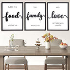 3D Wood Bless The Food Before Us Wall Decor, 36" x 16" Framed Kitchen Wall Art for Dining Room Wall Decor(Ready to Hang, 12x16 inches, Set of 3, Framed) - Image 3