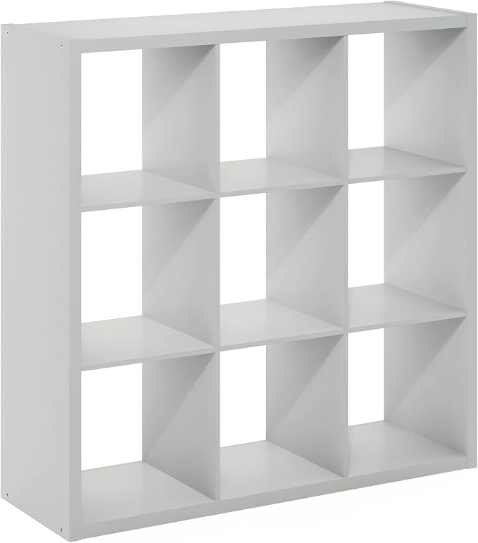 Furinno Cubicle Open Back Decorative Cube Storage Organizer, Light Grey - Image 10