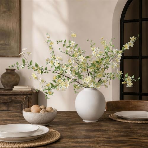 Fake Flowers, 3 Pcs Artificial Flowers Greenery Stems Faux Greenery Stems Branches for Vases Realistic Silk Real Touch Spring Greenery Stems Bulk Bedroom Office Wedding Table Summer Home Decor - Image 5