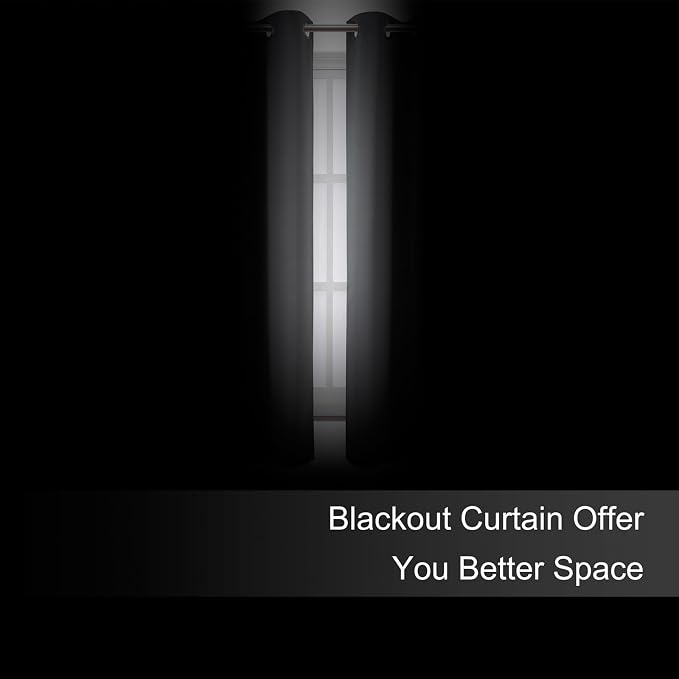 Blackout Curtains 66 x 72 Inch Long Frost Grey Curtains Set of 2 Panels Room - Image 3