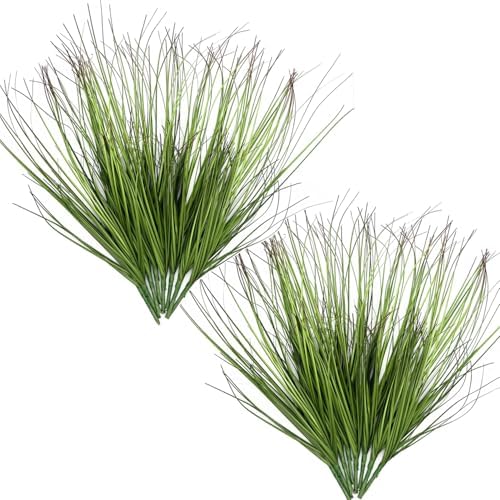 Artificial Plants Fake Wheat Grass Tall Shrubs, Faux Greenery Plastic Leaf Plant Indoor Wedding Bouquet Decor Home Garden Christmas Party Centerpieces Hotel Hall Decoration - Tail End Red 16 Bundles by CATTREE